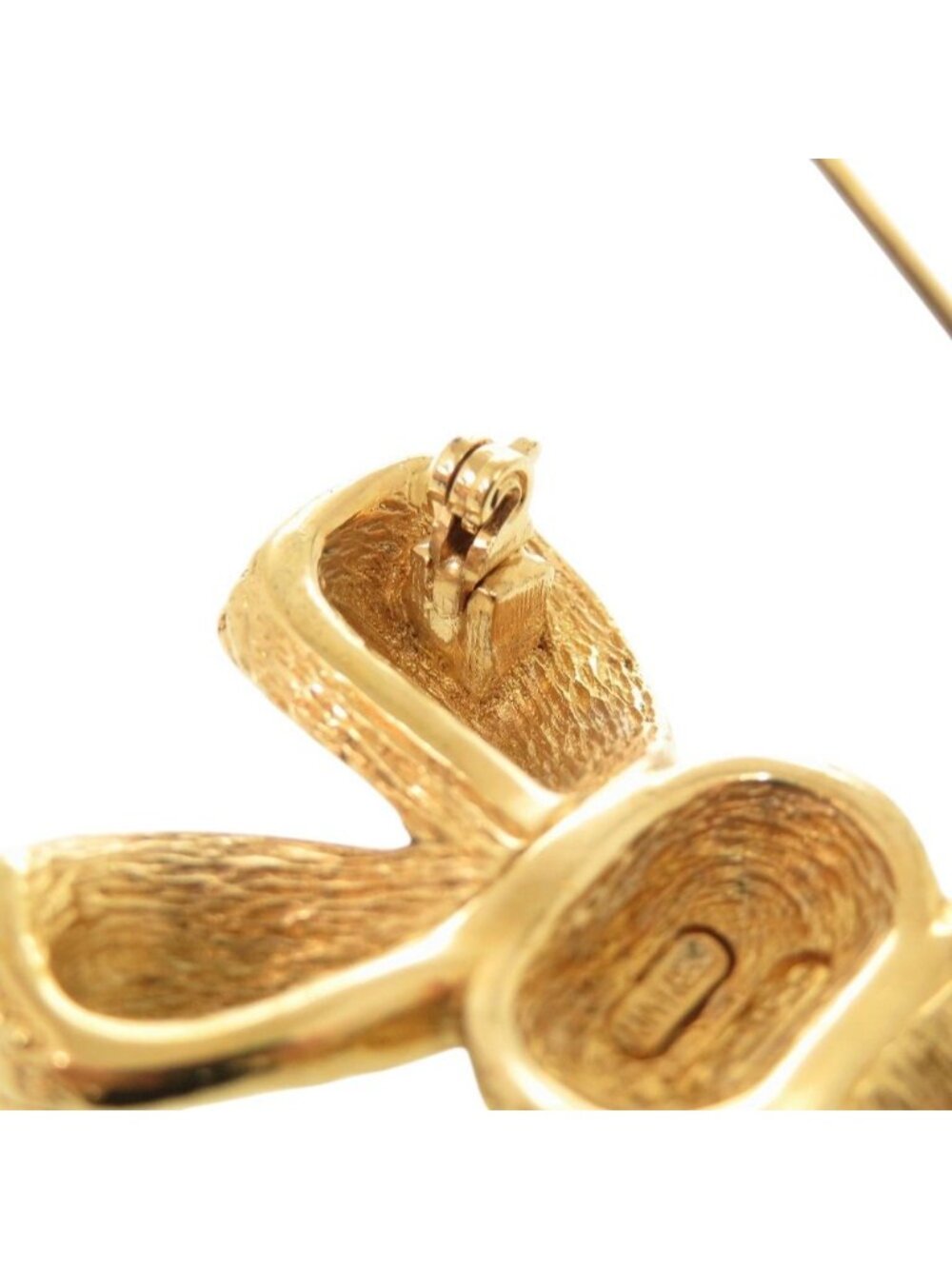 Dior Ribbon Metal Line Stone Gold Brooch - Picture 8 of 10